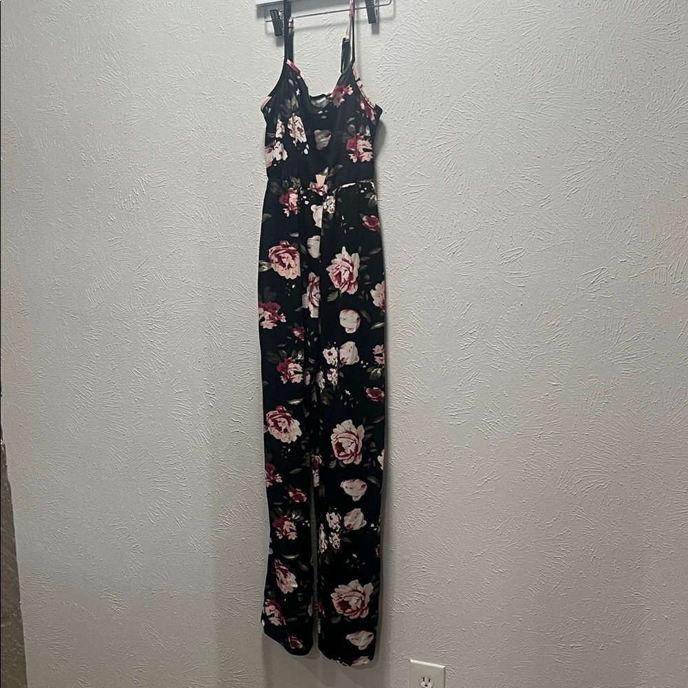 Floral Black Jumpsuit